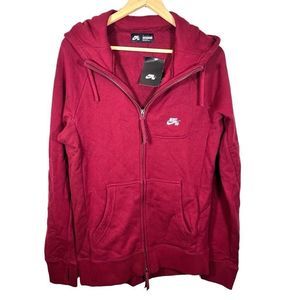 NWT Mens Nike SB Skatebording Full Zip Burgandy Hoodie Proprietary Technology Sm